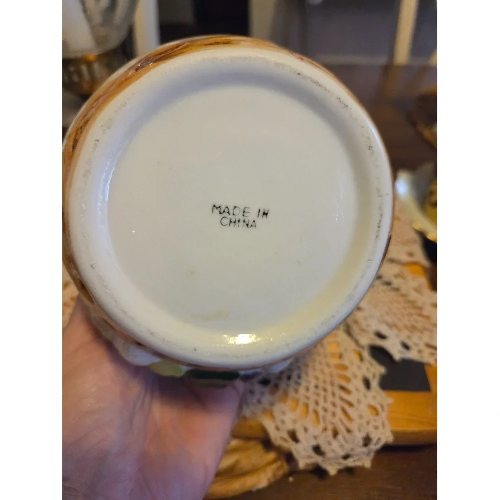 vintage handpainted ceramic vegetable covered dish. Cottagecore  GrannyCore Farm